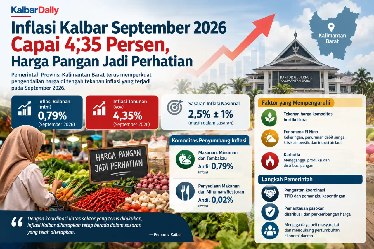 Inflasi Kalbar September 2026 Capai 4,35 Persen, Harga Pangan Jadi Perhatian